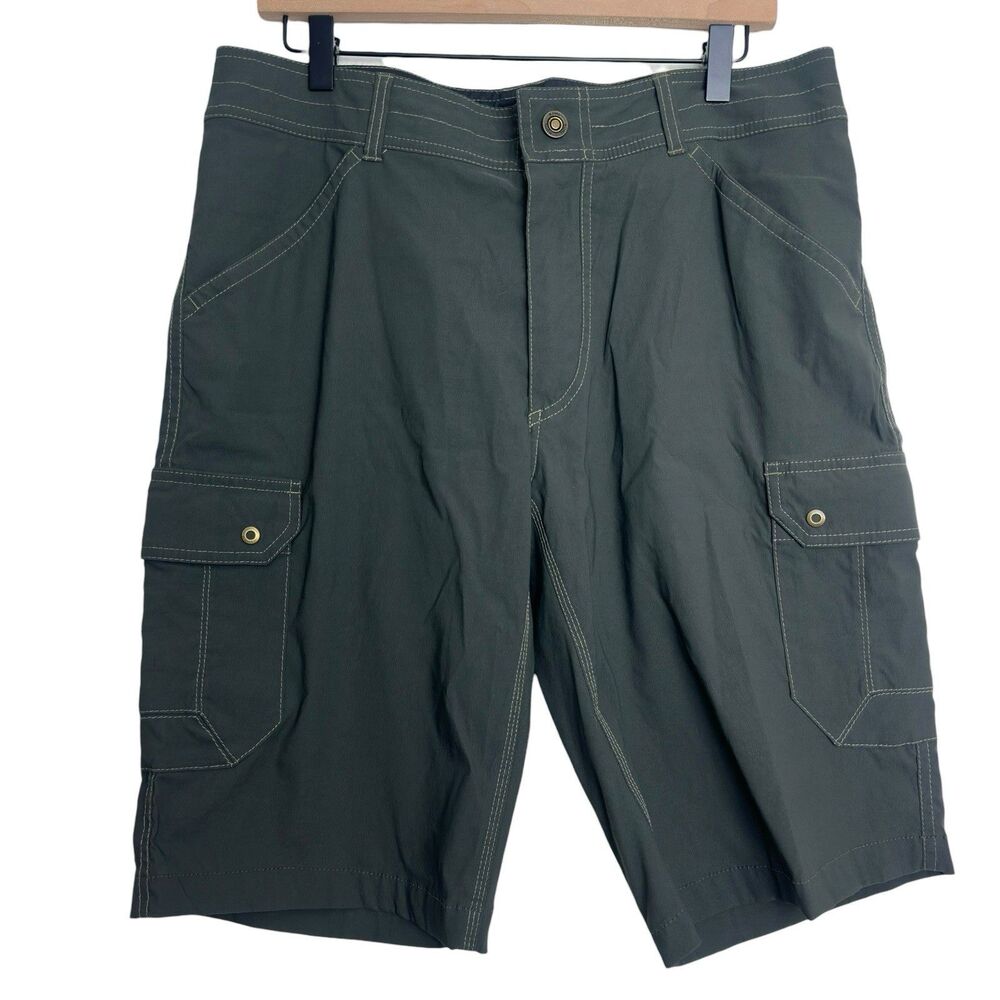 Kuhl Nylon Cargo Shorts Sz 34 Green Hiking Outdoors Gorpcore Durable
